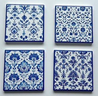 Blue Tiles coasters set/4 ceramic 
